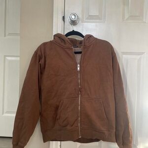 Brandy Melville Brown Zip-Up Hoodie